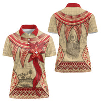 Tonga Language Week Women Polo Shirt Tribal Cross Ngatu Floral Pattern DT05 - Polynesian Pride