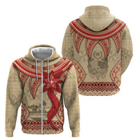 Tonga Language Week Zip Hoodie Tribal Cross Ngatu Floral Pattern DT05 - Polynesian Pride