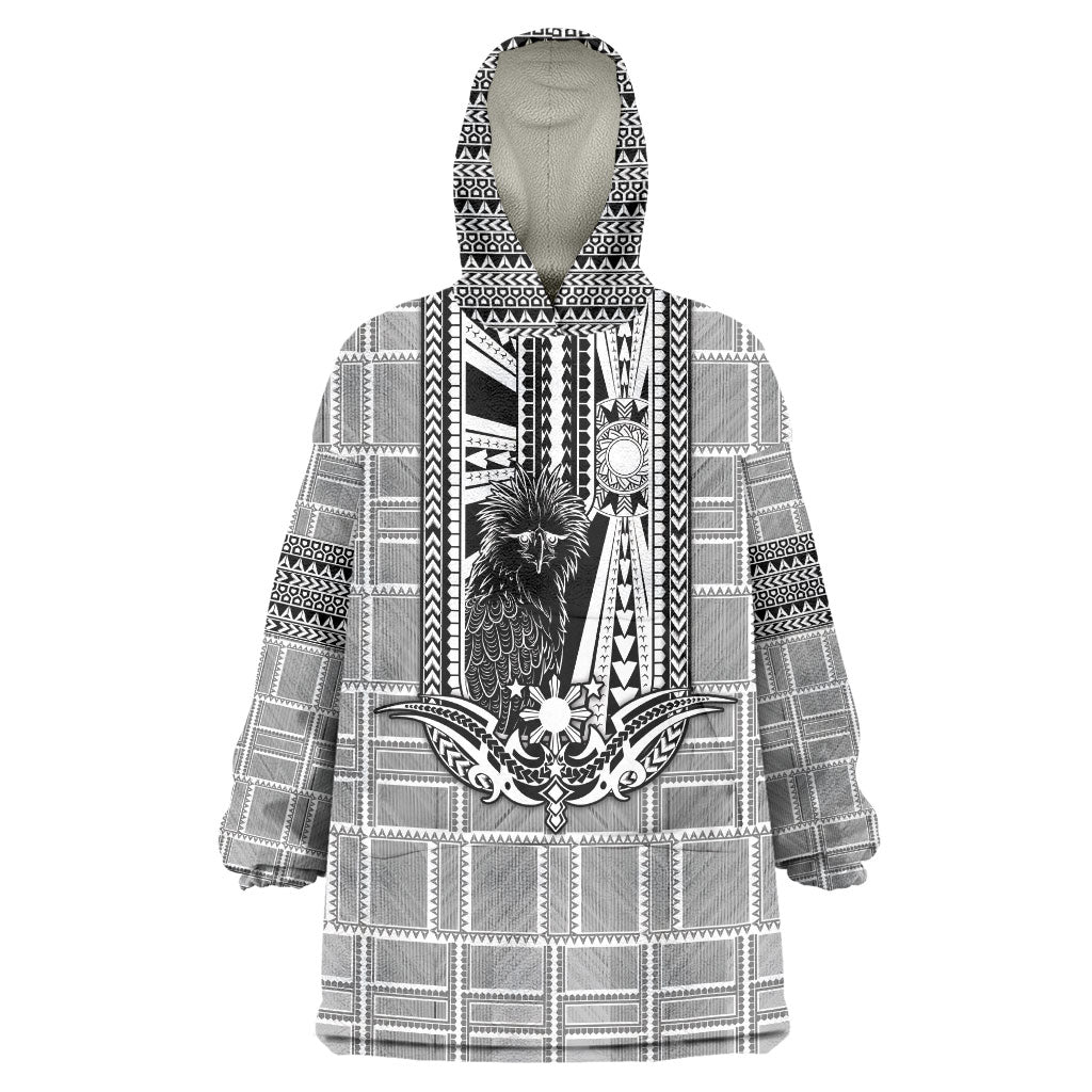 Mabuhay Philippines Festival Wearable Blanket Hoodie Philippine Eagle Sun Three Stars Barong Pattern