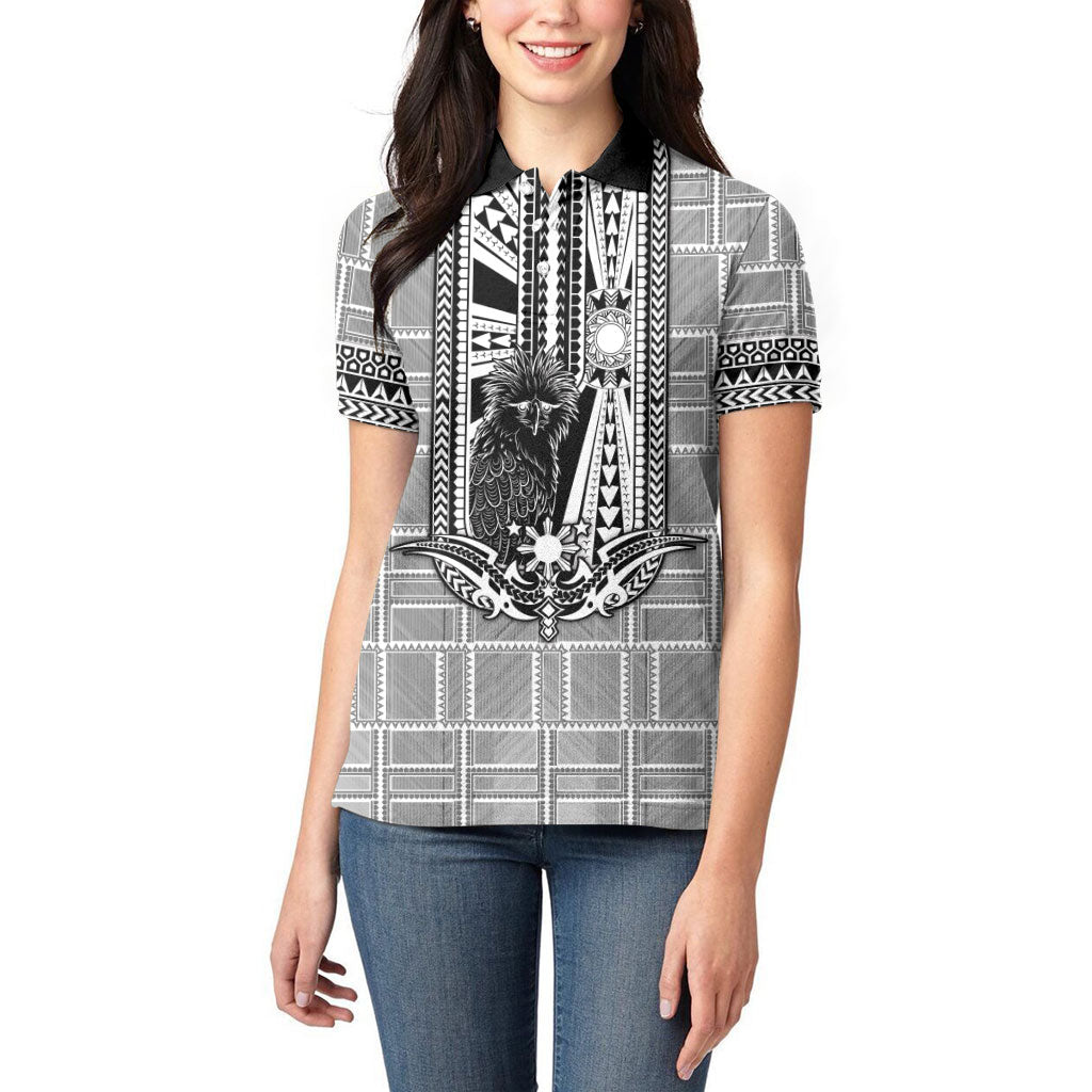 Mabuhay Philippines Festival Women Polo Shirt Philippine Eagle Sun Three Stars Barong Pattern DT05 - Polynesian Pride