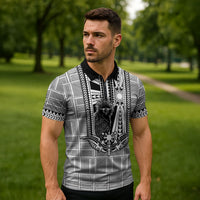 Mabuhay Philippines Festival Zipper Polo Shirt Philippine Eagle Sun Three Stars Barong Pattern DT05 - Polynesian Pride