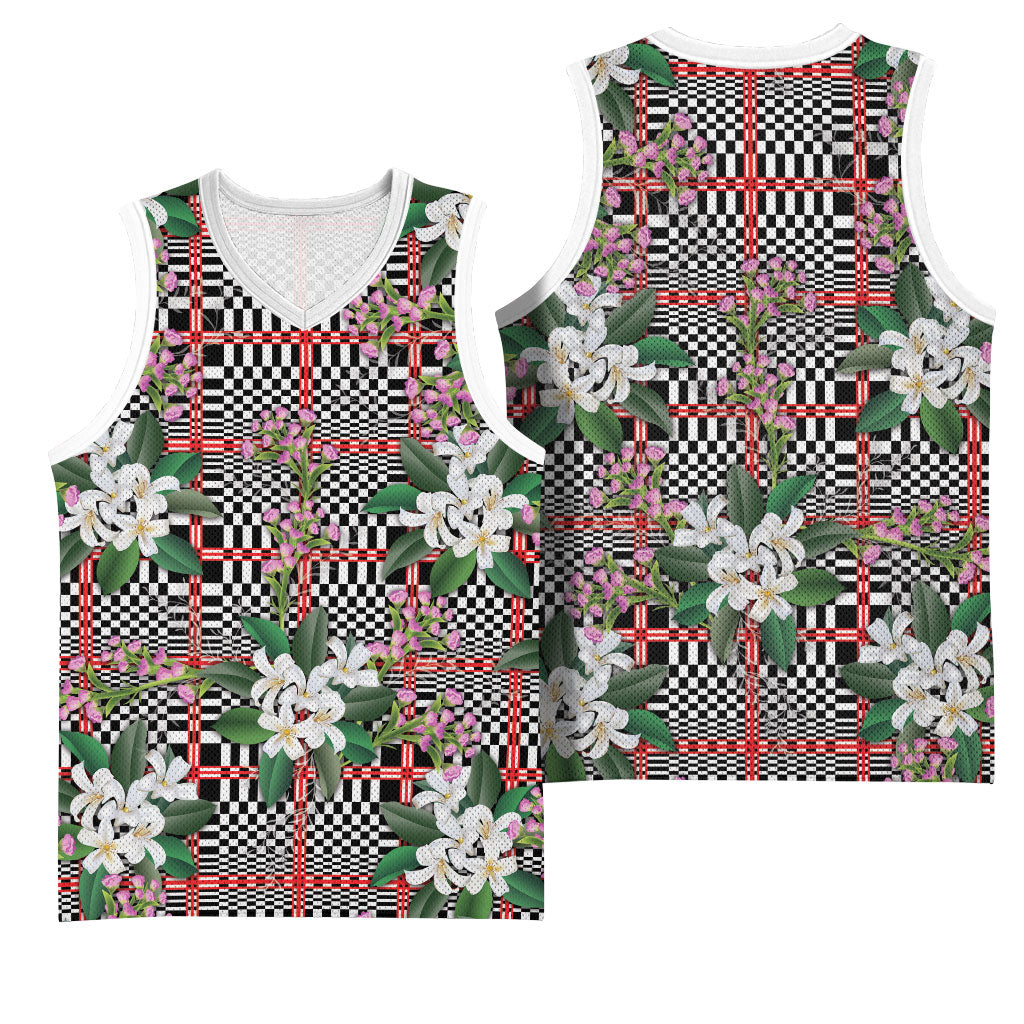 Red Binakol Motifs With Jasminum Sambac Basketball Jersey Mabuhay Philippines Festival DT05 - Polynesian Pride
