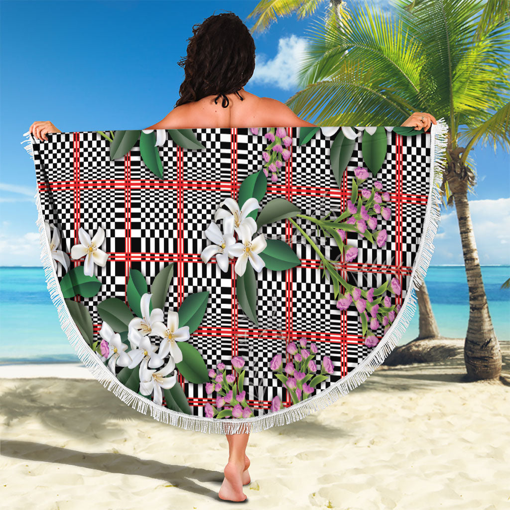 Red Binakol Motifs With Jasminum Sambac Beach Blanket Mabuhay Philippines Festival DT05 - Polynesian Pride