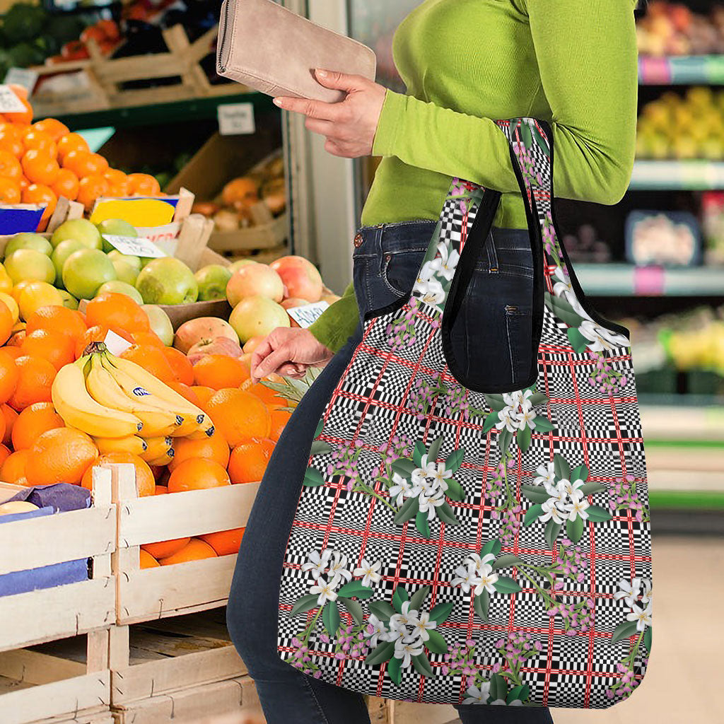 Red Binakol Motifs With Jasminum Sambac Grocery Bag Mabuhay Philippines Festival DT05 - Polynesian Pride