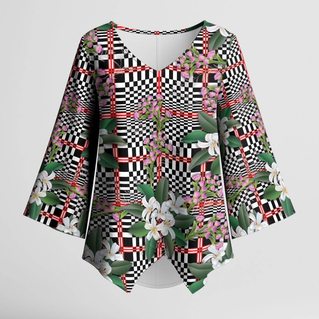 Red Binakol Motifs With Jasminum Sambac Kimono Sleeve Blouse Mabuhay Philippines Festival