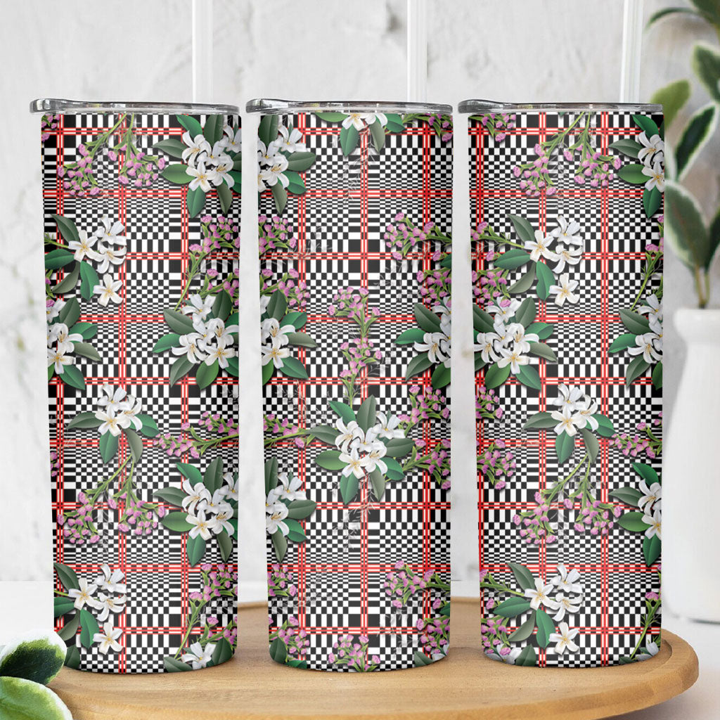 Red Binakol Motifs With Jasminum Sambac Skinny Tumbler Mabuhay Philippines Festival DT05 - Polynesian Pride