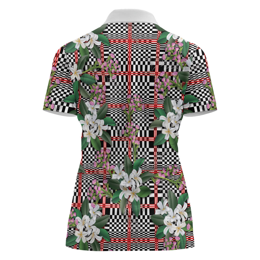 Red Binakol Motifs With Jasminum Sambac Women Polo Shirt Mabuhay Philippines Festival DT05 - Polynesian Pride