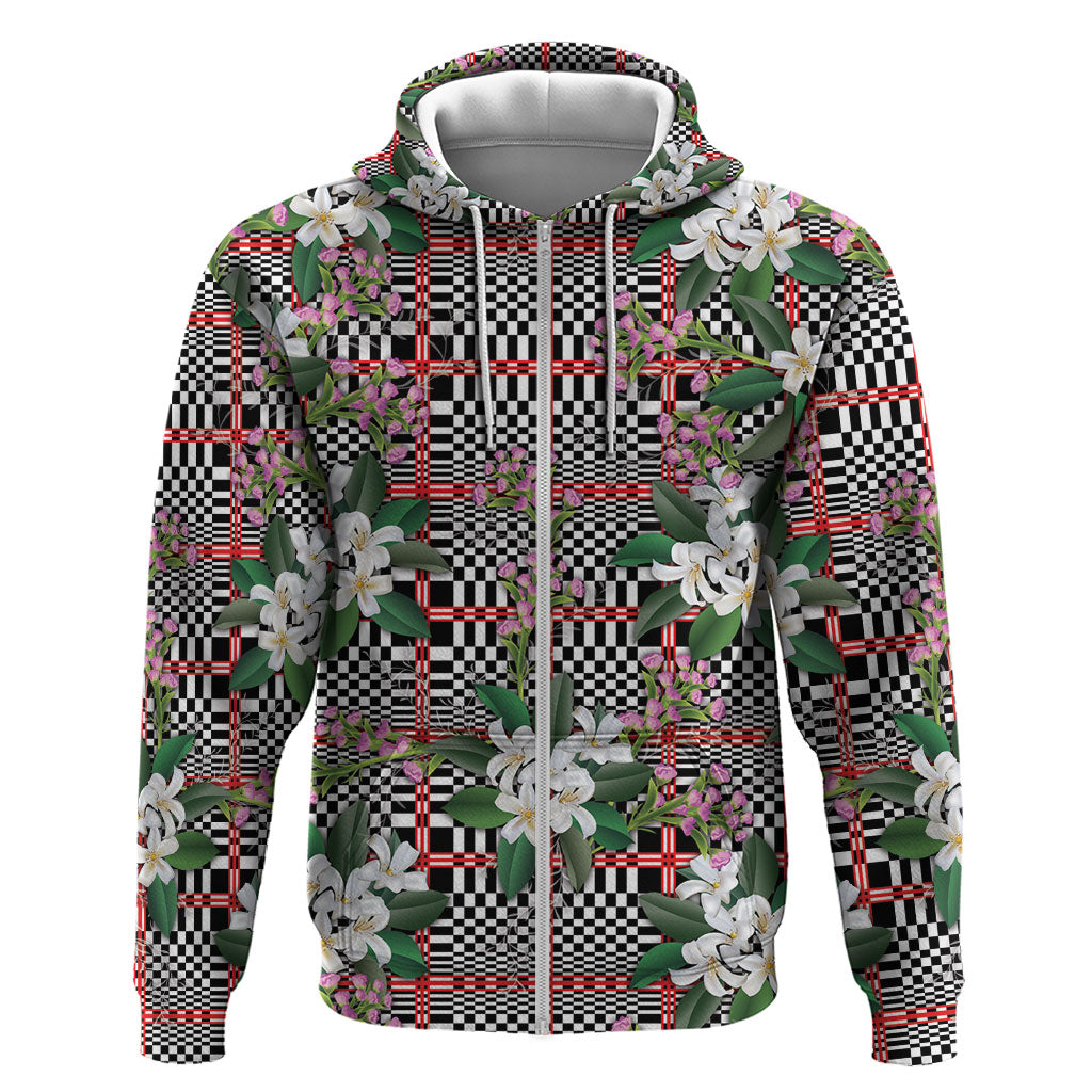 Red Binakol Motifs With Jasminum Sambac Zip Hoodie Mabuhay Philippines Festival DT05 Zip Hoodie Red - Polynesian Pride