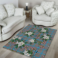 Blue Binakol Motifs With Jasminum Sambac Area Rug Mabuhay Philippines Festival DT05 - Polynesian Pride