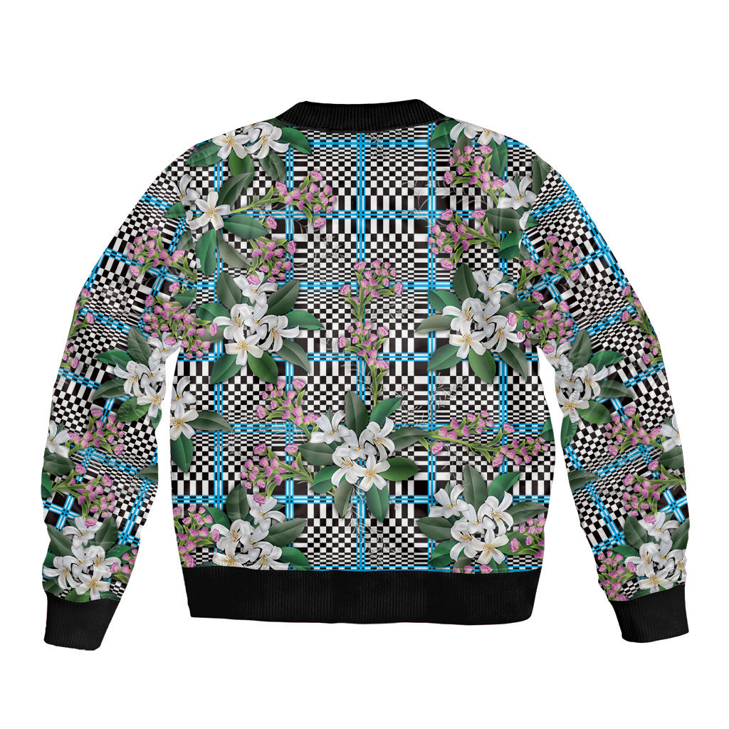 Blue Binakol Motifs With Jasminum Sambac Bomber Jacket Mabuhay Philippines Festival DT05 - Polynesian Pride