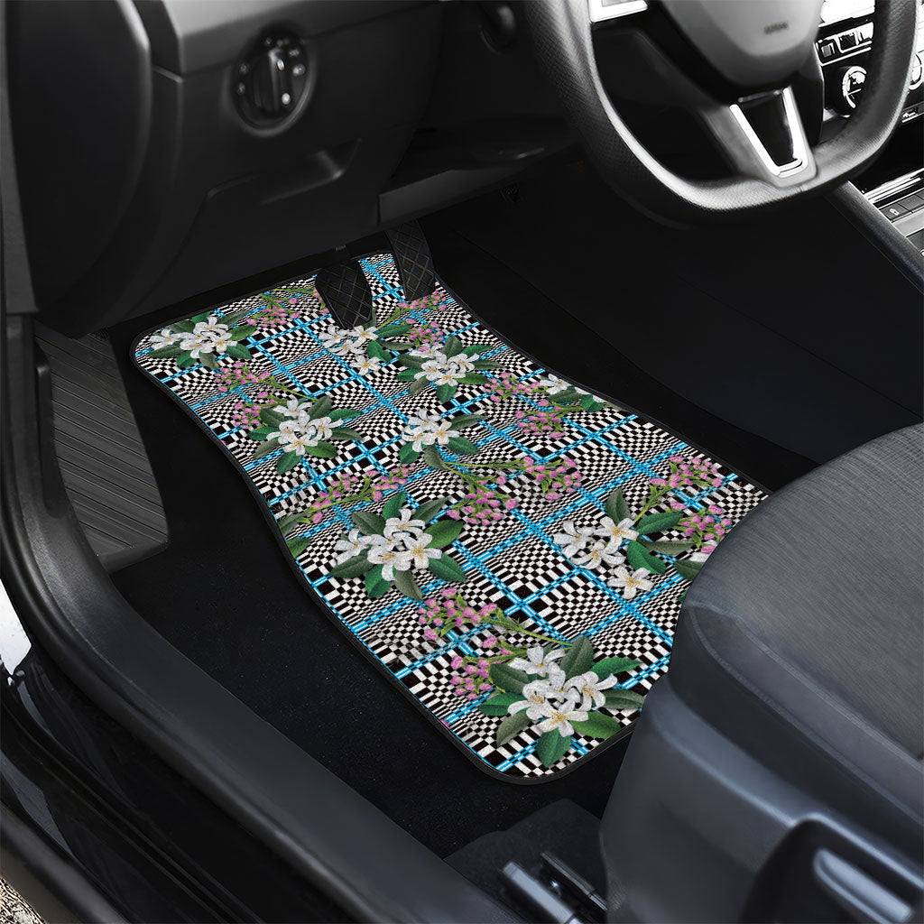 Blue Binakol Motifs With Jasminum Sambac Car Mats Mabuhay Philippines Festival DT05 - Polynesian Pride