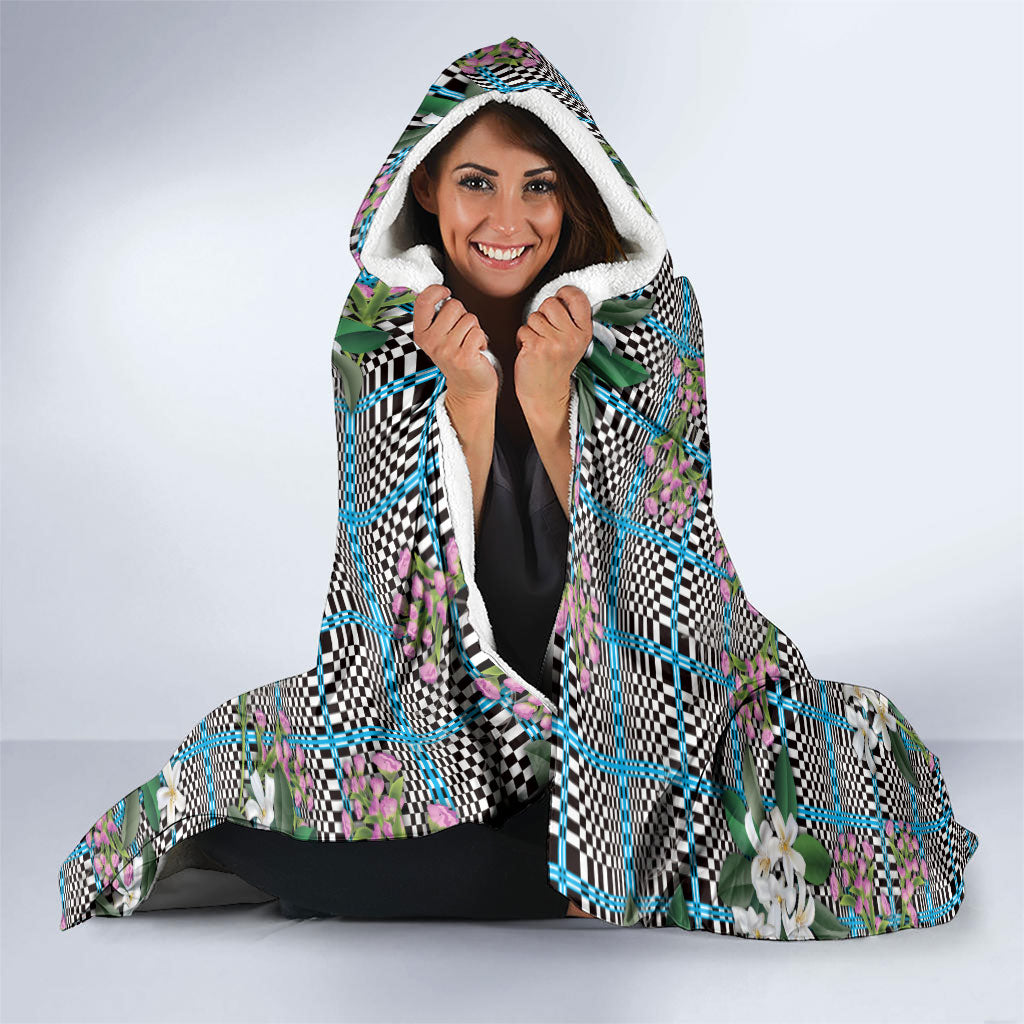Blue Binakol Motifs With Jasminum Sambac Hooded Blanket Mabuhay Philippines Festival DT05 - Polynesian Pride