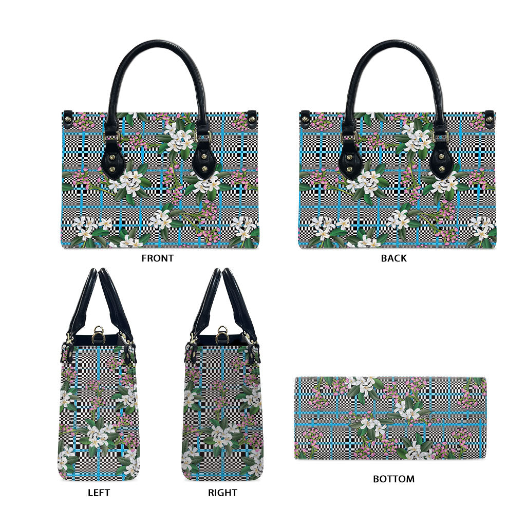 Blue Binakol Motifs With Jasminum Sambac Leather Bag Mabuhay Philippines Festival DT05 - Polynesian Pride
