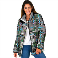 Blue Binakol Motifs With Jasminum Sambac Padded Jacket Mabuhay Philippines Festival DT05 Women Blue - Polynesian Pride