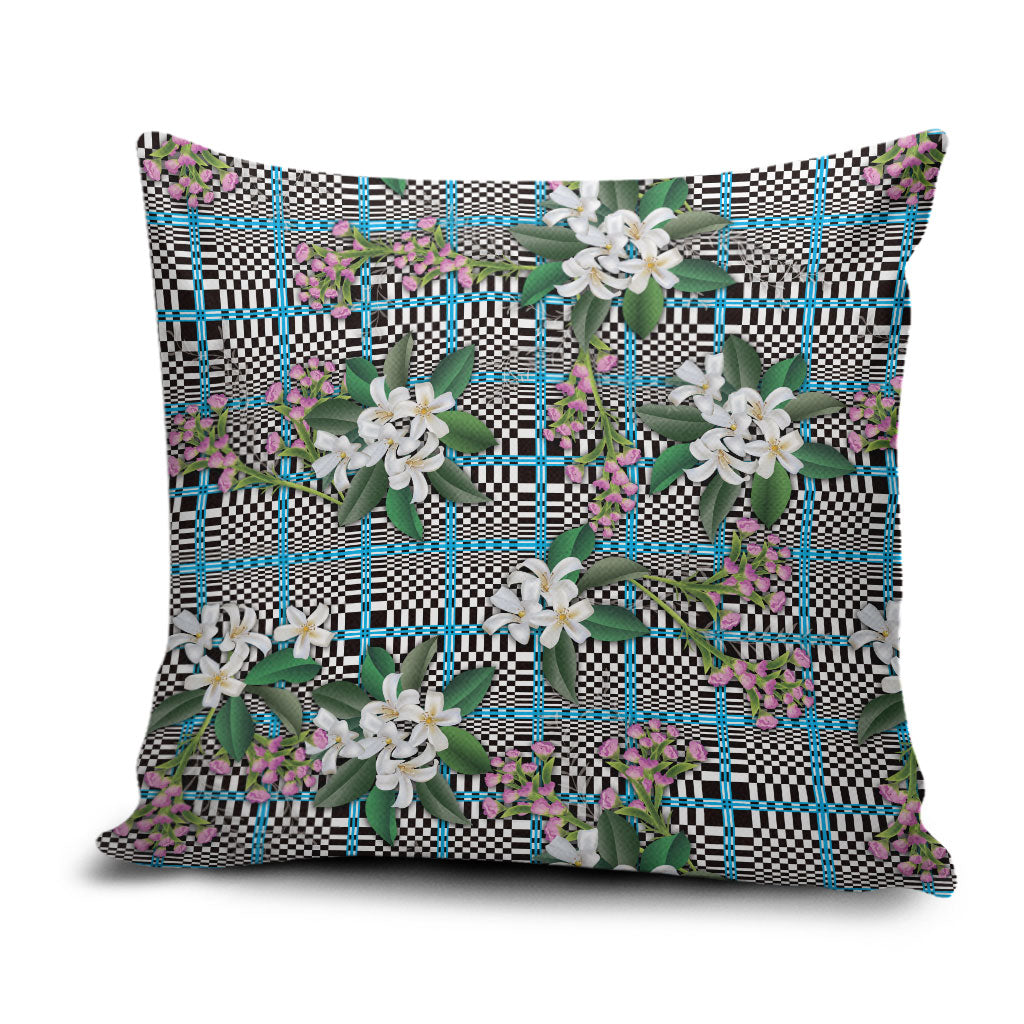 Blue Binakol Motifs With Jasminum Sambac Pillow Cover Mabuhay Philippines Festival DT05 Blue - Polynesian Pride
