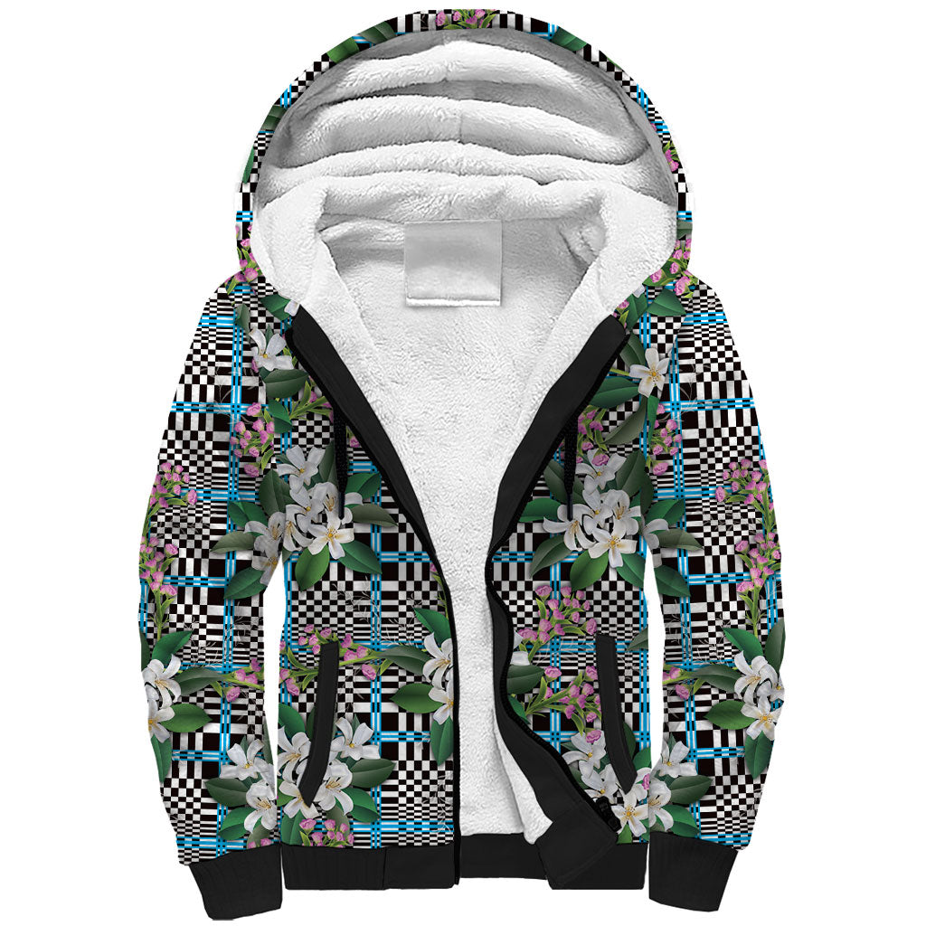 Blue Binakol Motifs With Jasminum Sambac Sherpa Hoodie Mabuhay Philippines Festival DT05 Unisex Blue - Polynesian Pride