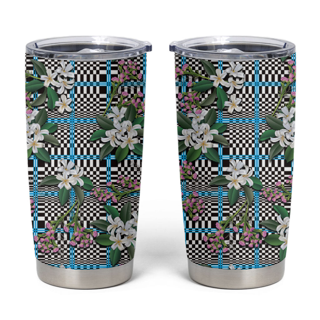 Blue Binakol Motifs With Jasminum Sambac Tumbler Cup Mabuhay Philippines Festival DT05 Blue - Polynesian Pride