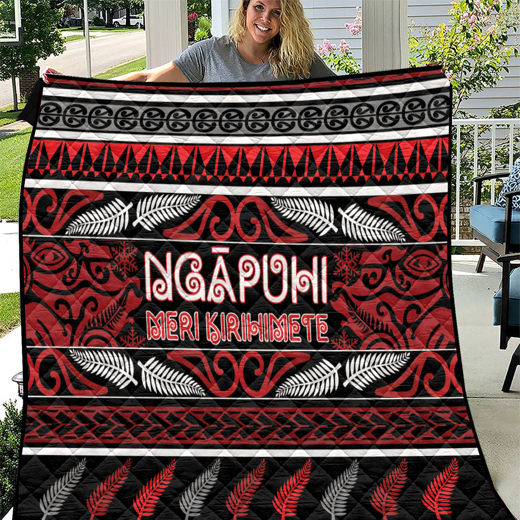 Ngapuhi Aotearoa Meri Kirihimete Quilt Maori Silver Fern Koru Tribal Pattern DT05 Red - Polynesian Pride
