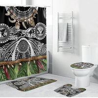 Polynesia Maui Black Tattoo Inspired Bathroom Set Tropical Leaf Skirt Costume DT05 Bathroom Set (4 pcs) Black - Polynesian Pride