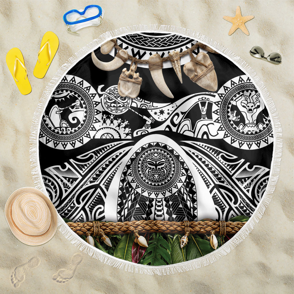 Polynesia Maui Black Tattoo Inspired Beach Blanket Tropical Leaf Skirt Costume DT05 One Size 150cm Black - Polynesian Pride