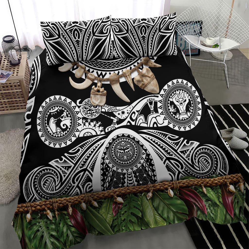 Polynesia Maui Black Tattoo Inspired Bedding Set Tropical Leaf Skirt Costume DT05 - Polynesian Pride