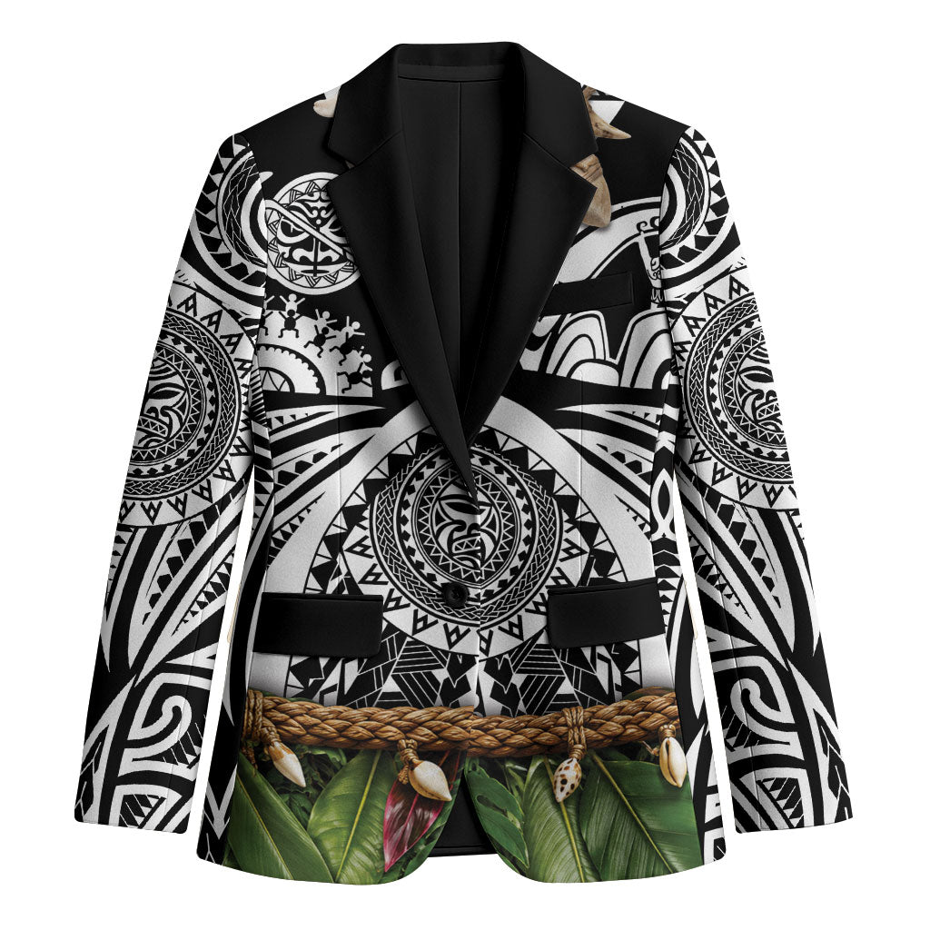 Polynesia Maui Black Tattoo Inspired Blazer Tropical Leaf Skirt Costume DT05 Unisex Black - Polynesian Pride