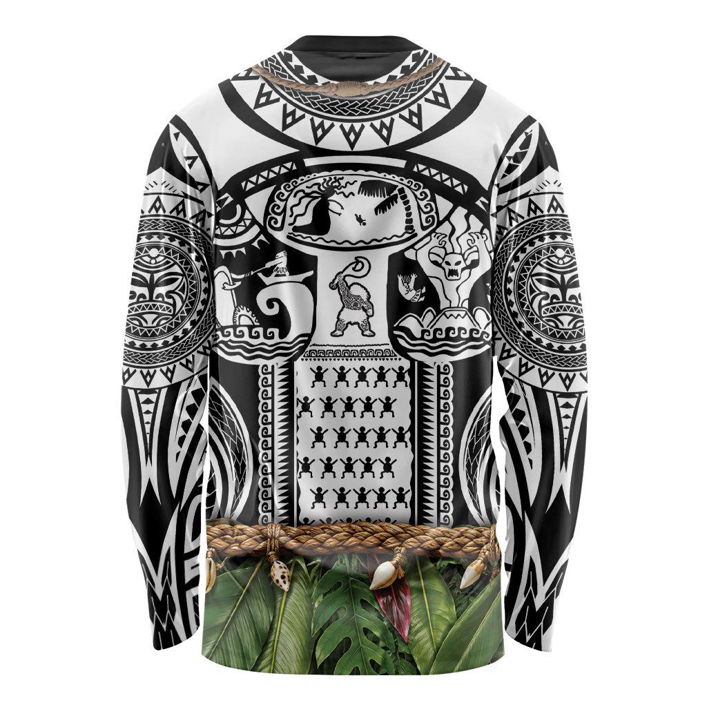 Polynesia Maui Black Tattoo Inspired Long Sleeve Shirt Tropical Leaf Skirt Costume DT05 - Polynesian Pride
