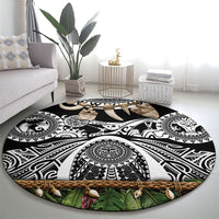 Polynesia Maui Black Tattoo Inspired Round Carpet Tropical Leaf Skirt Costume DT05 - Polynesian Pride
