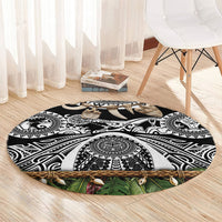 Polynesia Maui Black Tattoo Inspired Round Carpet Tropical Leaf Skirt Costume DT05 - Polynesian Pride