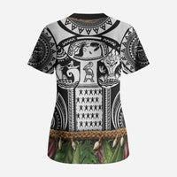 Polynesia Maui Black Tattoo Inspired Scrub Top Tropical Leaf Skirt Costume DT05 - Polynesian Pride