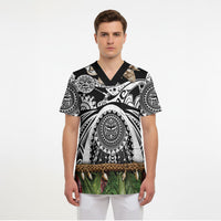Polynesia Maui Black Tattoo Inspired Scrub Top Tropical Leaf Skirt Costume DT05 - Polynesian Pride