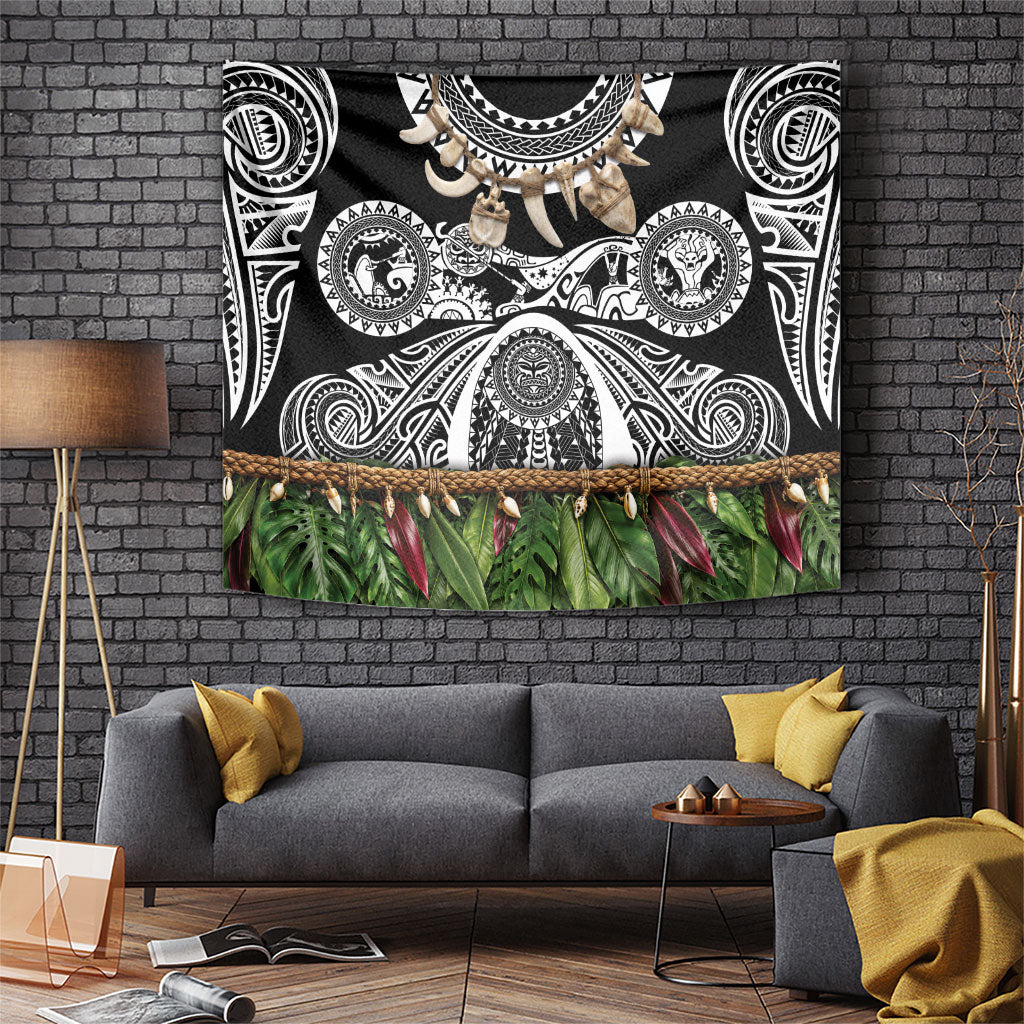 Polynesia Maui Black Tattoo Inspired Tapestry Tropical Leaf Skirt Costume DT05 Black - Polynesian Pride