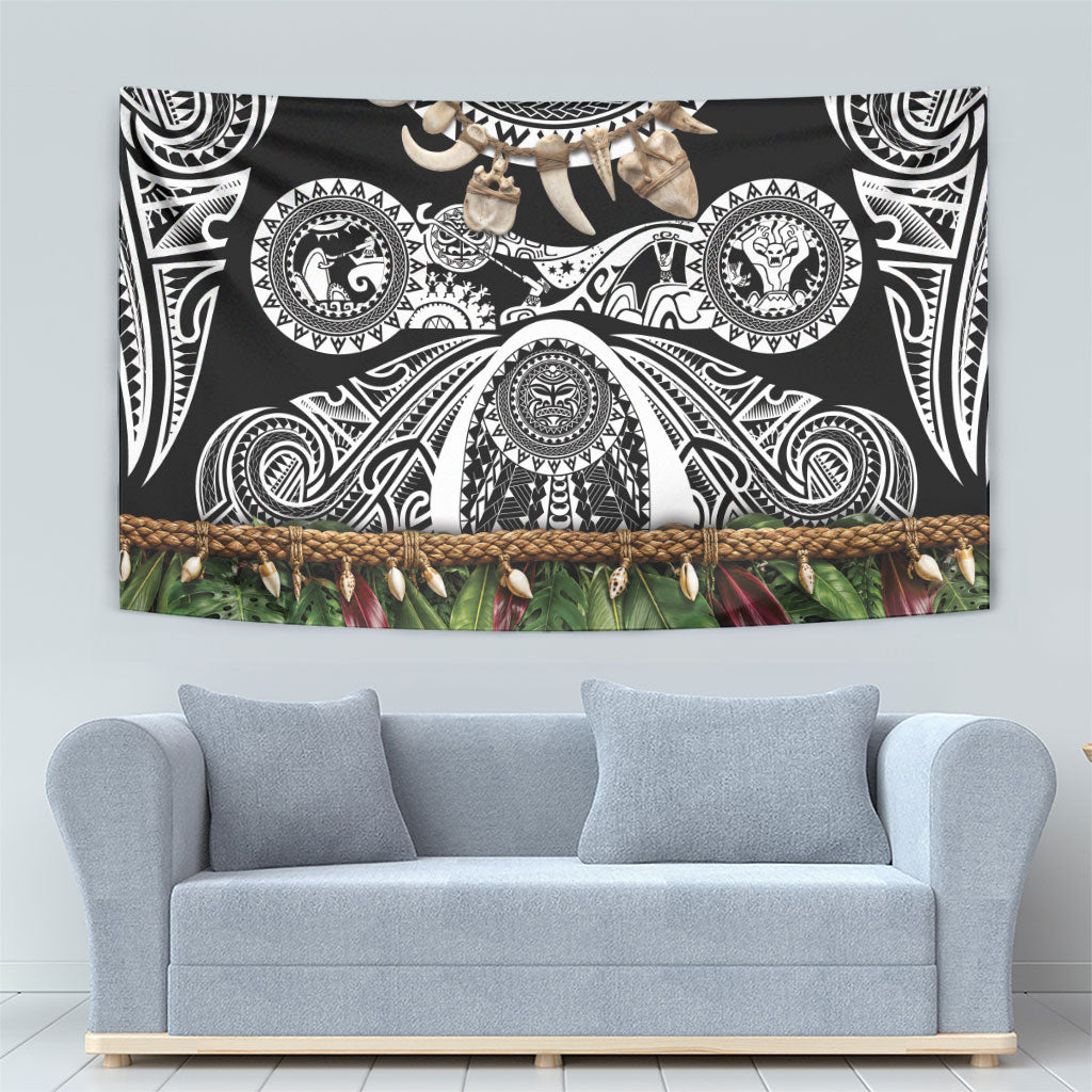 Polynesia Maui Black Tattoo Inspired Tapestry Tropical Leaf Skirt Costume DT05 - Polynesian Pride