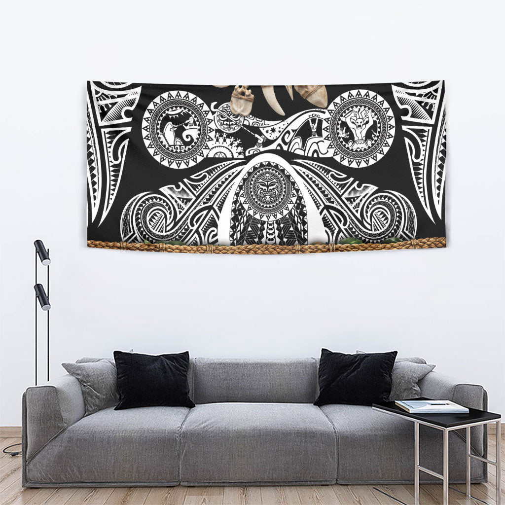 Polynesia Maui Black Tattoo Inspired Tapestry Tropical Leaf Skirt Costume DT05 - Polynesian Pride
