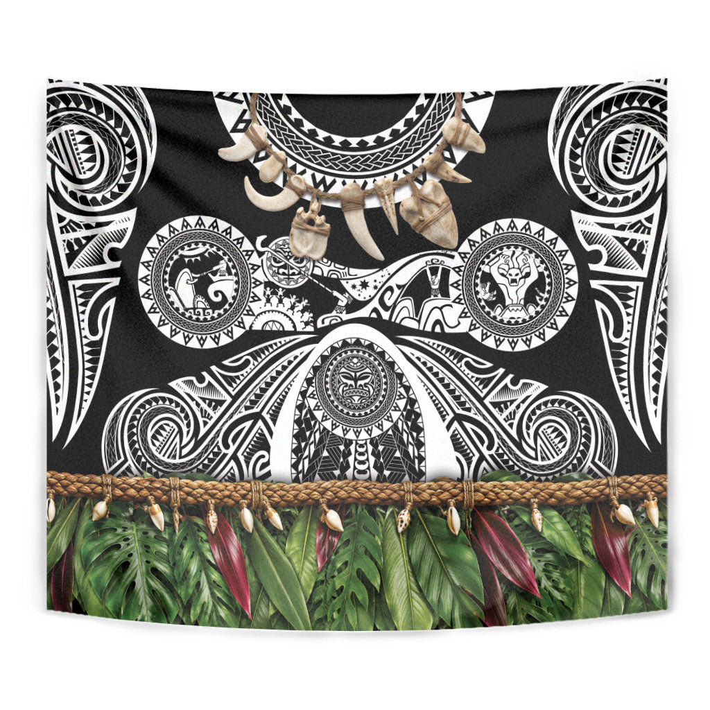Polynesia Maui Black Tattoo Inspired Tapestry Tropical Leaf Skirt Costume DT05 - Polynesian Pride