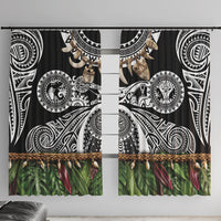 Polynesia Maui Black Tattoo Inspired Window Curtain Tropical Leaf Skirt Costume DT05 With Hooks Black - Polynesian Pride