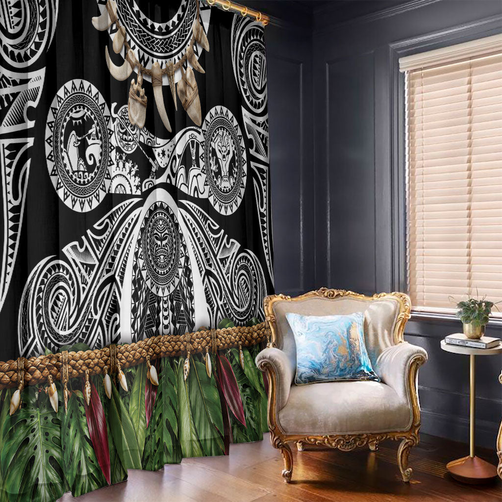 Polynesia Maui Black Tattoo Inspired Window Curtain Tropical Leaf Skirt Costume DT05 - Polynesian Pride