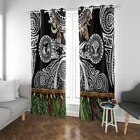 Polynesia Maui Black Tattoo Inspired Window Curtain Tropical Leaf Skirt Costume DT05 With Grommets Black - Polynesian Pride