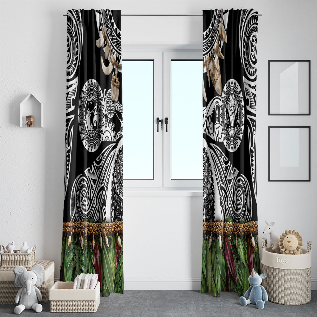 Polynesia Maui Black Tattoo Inspired Window Curtain Tropical Leaf Skirt Costume DT05 - Polynesian Pride
