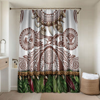 Polynesia Maui Umber Tattoo Inspired Bathroom Set Tropical Leaf Skirt Costume DT05 Shower Curtain Only Brown - Polynesian Pride