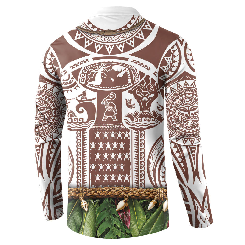 Polynesia Maui Umber Tattoo Inspired Button Sweatshirt Tropical Leaf Skirt Costume DT05 - Polynesian Pride