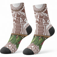 Polynesia Maui Umber Tattoo Inspired Crew Socks Tropical Leaf Skirt Costume DT05 - Polynesian Pride