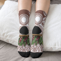Polynesia Maui Umber Tattoo Inspired Crew Socks Tropical Leaf Skirt Costume DT05 - Polynesian Pride