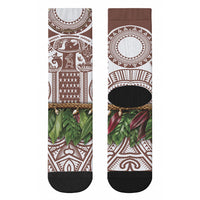 Polynesia Maui Umber Tattoo Inspired Crew Socks Tropical Leaf Skirt Costume DT05 - Polynesian Pride