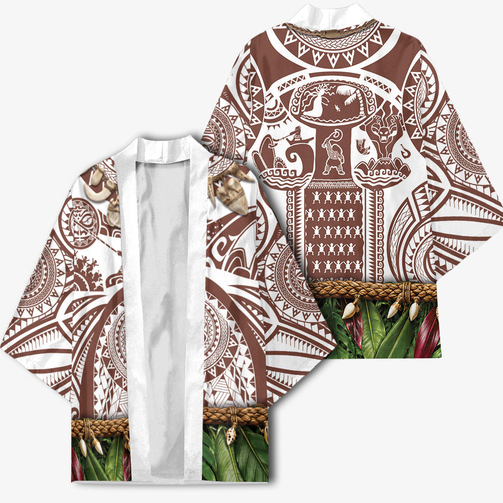 Polynesia Maui Umber Tattoo Inspired Kimono Tropical Leaf Skirt Costume DT05 - Polynesian Pride