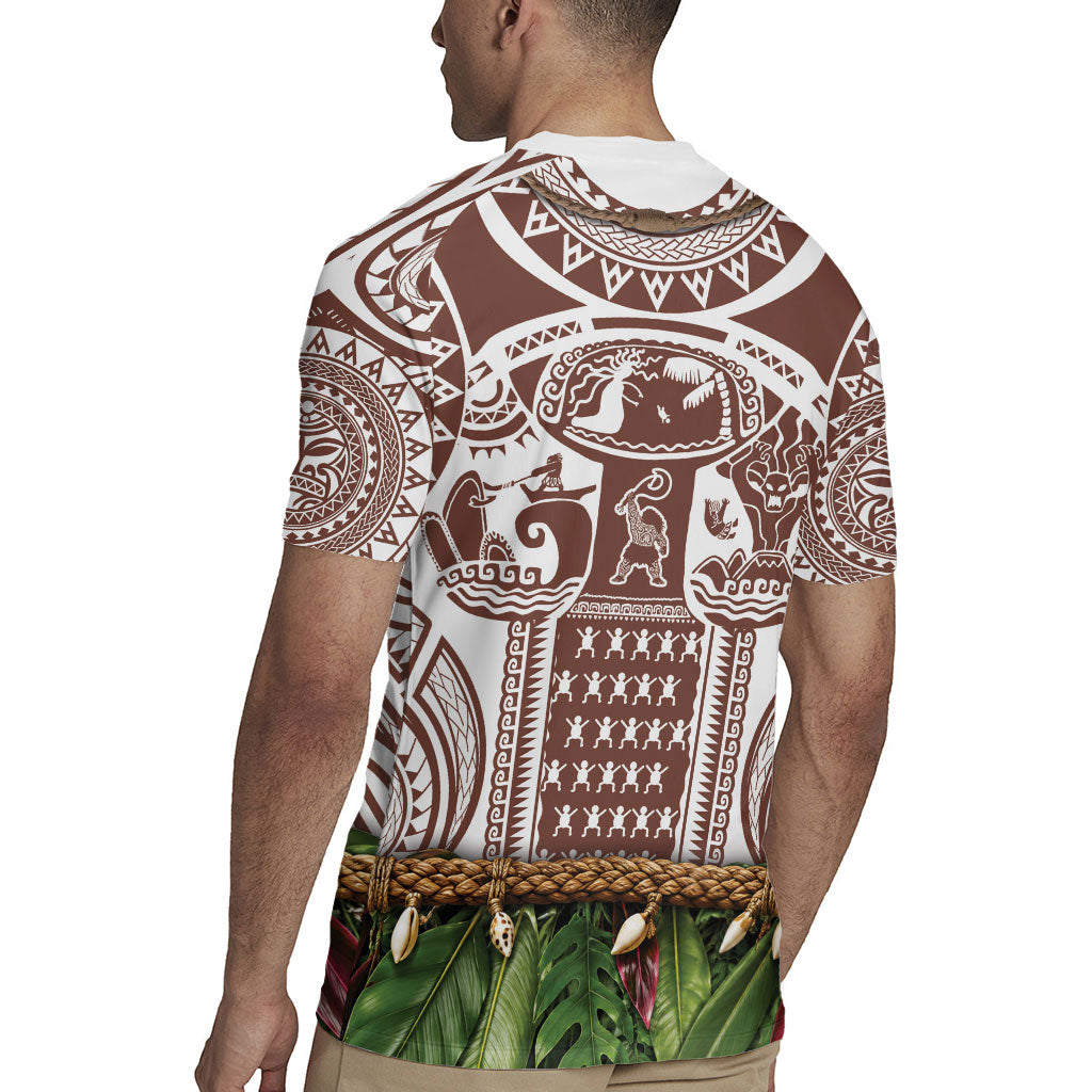 Polynesia Maui Umber Tattoo Inspired Rugby Jersey Tropical Leaf Skirt Costume DT05 - Polynesian Pride