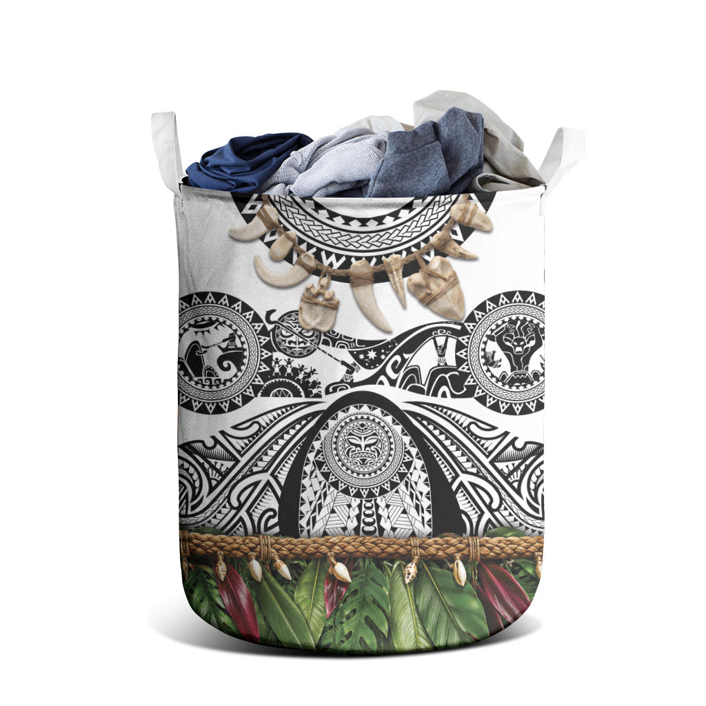 Polynesia Maui White Tattoo Inspired Laundry Basket Tropical Leaf Skirt Costume DT05 - Polynesian Pride