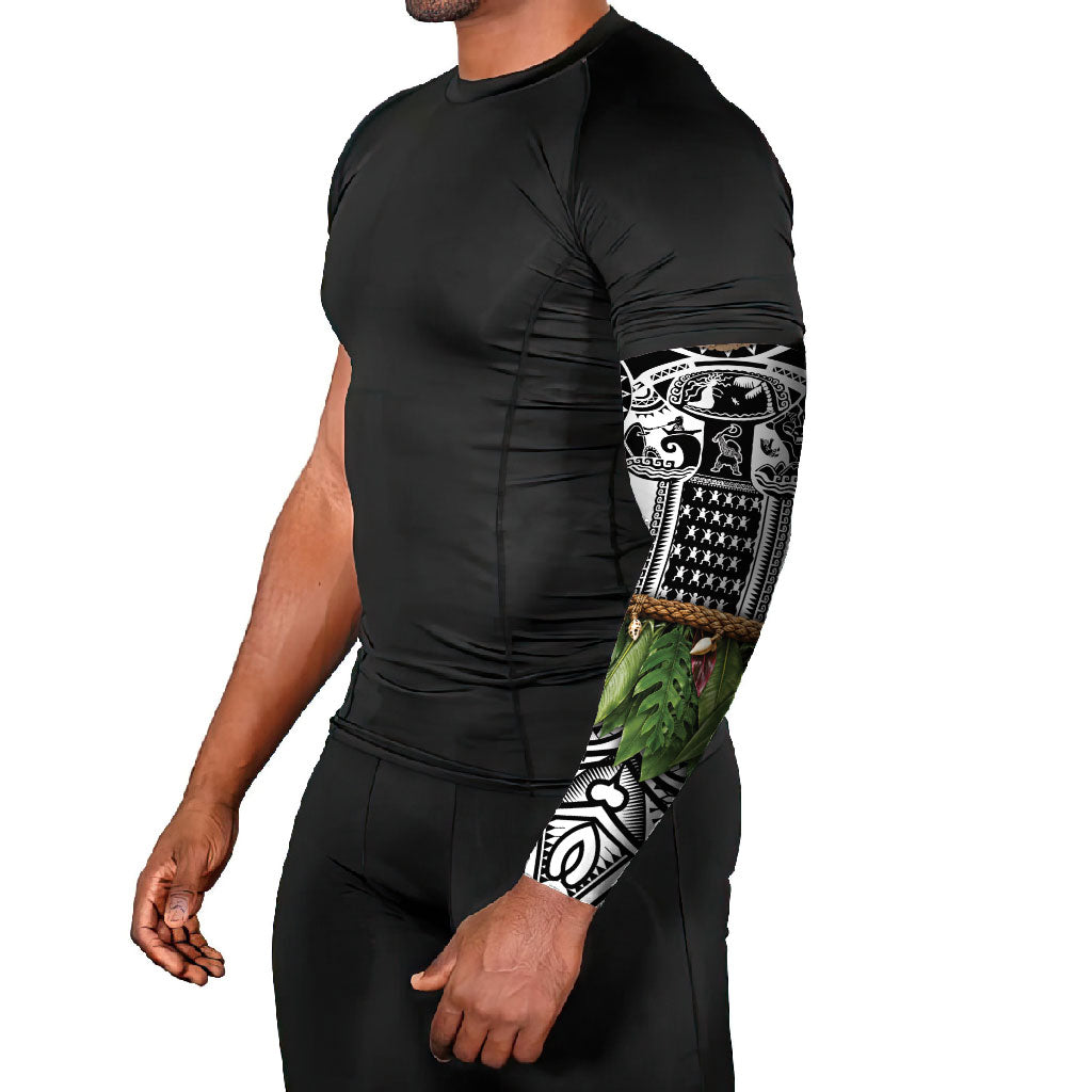 Polynesia Maui White Tattoo Inspired Arm Sleeves Tropical Leaf Skirt Costume DT05 - Polynesian Pride