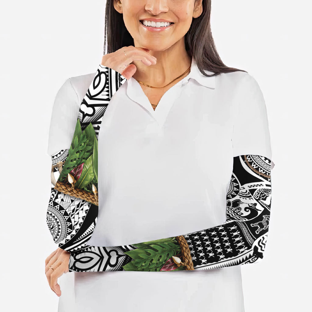 Polynesia Maui White Tattoo Inspired Arm Sleeves Tropical Leaf Skirt Costume DT05 - Polynesian Pride