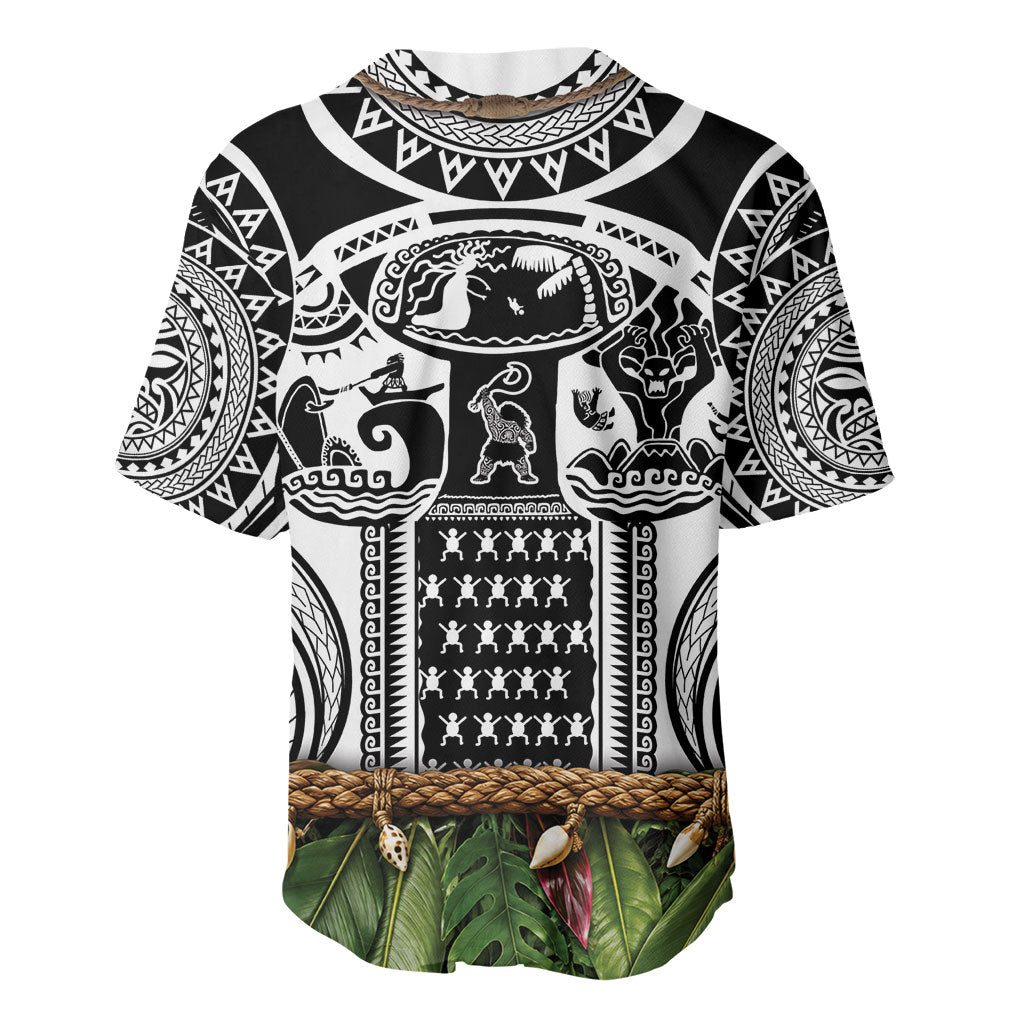 Polynesia Maui White Tattoo Inspired Baseball Jersey Tropical Leaf Skirt Costume DT05 - Polynesian Pride